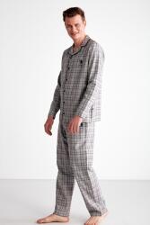 Rahat Kalıp Boydan Düğmeli Ekoseli Erkek Pijama Takım, Uzunkol Kareli Mevsimlik Pijama Takım - 2