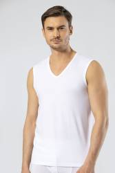 Sıfır Kol Erkek Atlet, Spor V Yaka %95 Pamuk %5 Likra - Thumbnail