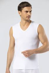 Sıfır Kol Erkek Atlet, Spor V Yaka %95 Pamuk %5 Likra - Thumbnail