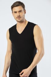 Sıfır Kol Erkek Atlet, Spor V Yaka %95 Pamuk %5 Likra - 2