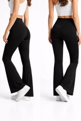 Siyah Yüksek Bel İspanyol Paça Tayt – Toparlayıcı, Esnek Kumaş - 2