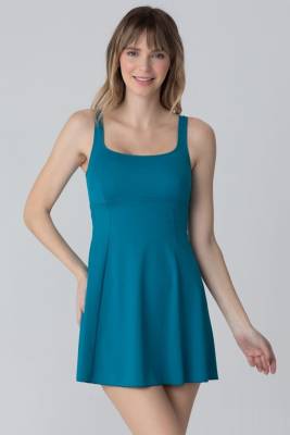 Siyah Yuvarlak Yaka Şortlu Elbise Mayo - 3