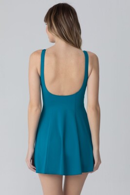 Siyah Yuvarlak Yaka Şortlu Elbise Mayo - 10