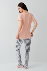 Kadın Cepli Desenli Pijama Takımı %50 Pamuk %50 Modal – Kısa Kollu, Rahat Kalıp - 4