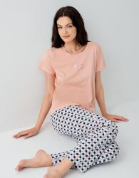 Kadın Cepli Desenli Pijama Takımı %50 Pamuk %50 Modal – Kısa Kollu, Rahat Kalıp - 1