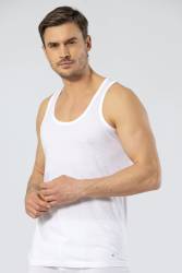 Süprem Dokuma Beyaz Erkek Atleti, %50 Modal %50 Pamuk - Thumbnail