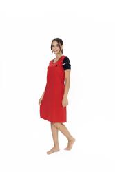 Us Polo %100 Pamuk, Kadın Geniş V Yaka, Kısa Kol, Midi Gecelik - 6