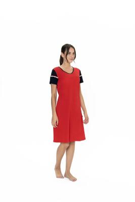 Us Polo %100 Pamuk, Kadın Geniş V Yaka, Kısa Kol, Midi Gecelik - 7