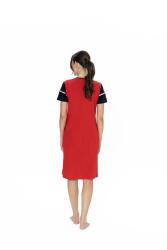 Us Polo %100 Pamuk, Kadın Geniş V Yaka, Kısa Kol, Midi Gecelik - 8