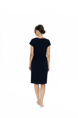 Us Polo %100 Pamuk, Kadın Geniş Yuvarlak Yaka, Beli Büzgülü, Kısa Kol, Midi Gecelik - 6