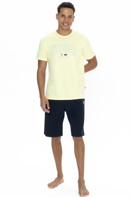 U.S. Polo %100 Pamuk USPA Yazılı T-shirt Şort Takım, Bisiklet Yaka, Kısakol, Cepli Şort - 7