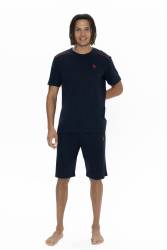 U.S. Polo %100 Pamuklu 3'lü Pijama Şort T-shirt Takım - Thumbnail