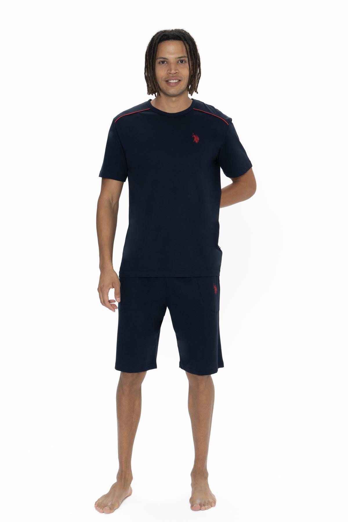 U.S. Polo %100 Pamuklu 3'lü Pijama Şort T-shirt Takım