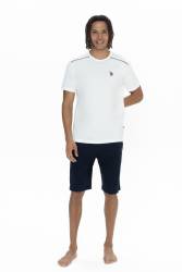 U.S. Polo %100 Pamuklu 3'lü Pijama Şort T-shirt Takım - Thumbnail