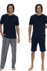 U.S. Polo %100 Pamuklu 3'lü Pijama Şort T-shirt Takım - Thumbnail