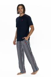 U.S. Polo %100 Pamuklu 3'lü Pijama Şort T-shirt Takım - Thumbnail