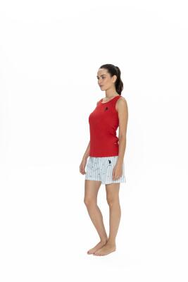 Us Polo %100 Pamuklu Askılı T-shirt ve Şort Takım - 6