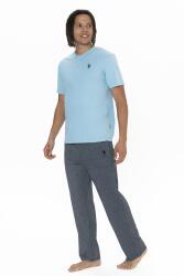 U.S. Polo %100 Pamuklu, Düğmeli Bisiklet Yaka T-shirt, Desenli Cepli Pijama Takım - 5