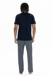 U.S. Polo %100 Pamuklu, Düğmeli Bisiklet Yaka T-shirt, Desenli Cepli Pijama Takım - 3