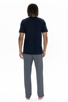 U.S. Polo %100 Pamuklu, Düğmeli Bisiklet Yaka T-shirt, Desenli Cepli Pijama Takım - 3