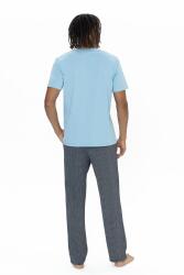 U.S. Polo %100 Pamuklu, Düğmeli Bisiklet Yaka T-shirt, Desenli Cepli Pijama Takım - 6