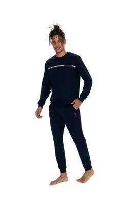 Us Polo 2 İplik, Bisiklet Yaka, Uzunkol, Manşet Kol, Dar Paça Pijama Takım - 5