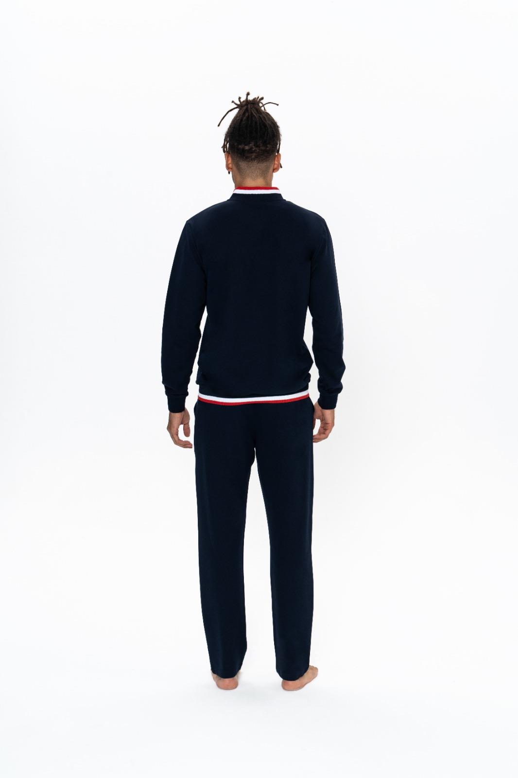 Us Polo 2 İplik, Düğmeli Dik Yaka, Uzunkol, Manşet Kol, Erkek Pijama Takım