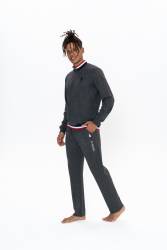 Us Polo 2 İplik, Düğmeli Dik Yaka, Uzunkol, Manşet Kol, Erkek Pijama Takım - Thumbnail