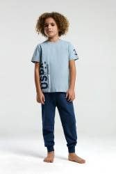 U.S. Polo Assn %100 Pamuk Erkek Çocuk Pijama Takım - Thumbnail