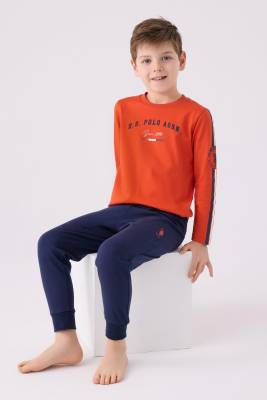 U.S. Polo Assn. %100 Pamuk Erkek Uzunkol Çocuk Pijama Takım - 6