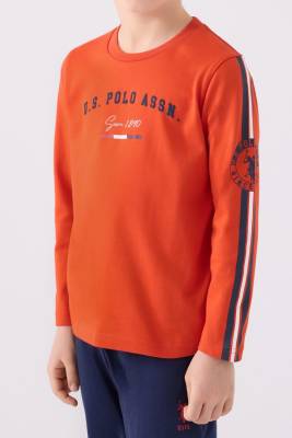 U.S. Polo Assn. %100 Pamuk Erkek Uzunkol Çocuk Pijama Takım - 7