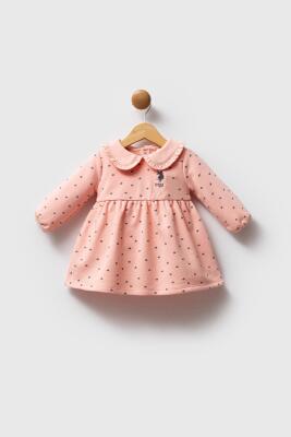 U.S. Polo Assn. 3 iplik Kalp Baskılı Kışlık Kız Bebek Elbise - 1