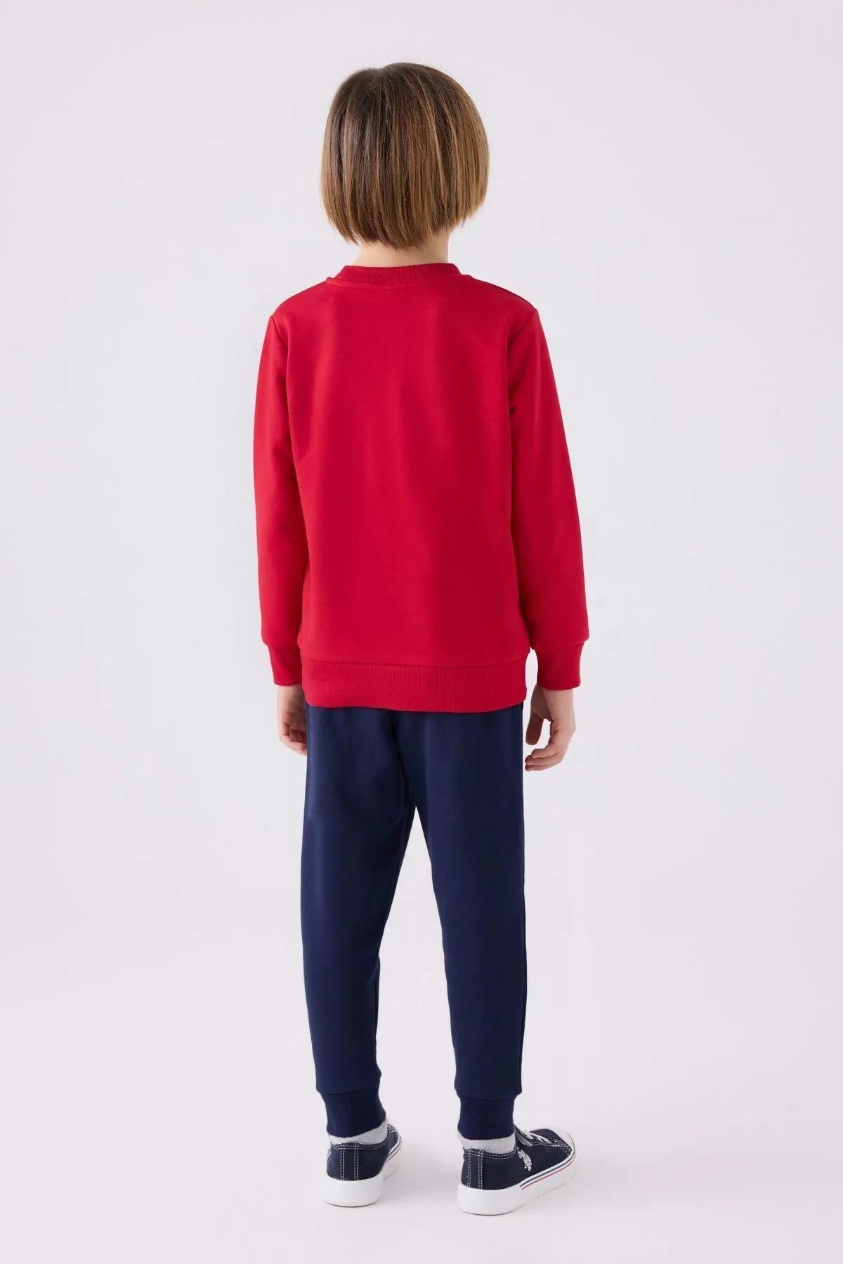 U.S. Polo Assn. 3 İplik Şardonlu Kışlık Erkek Çocuk Pijama Takım