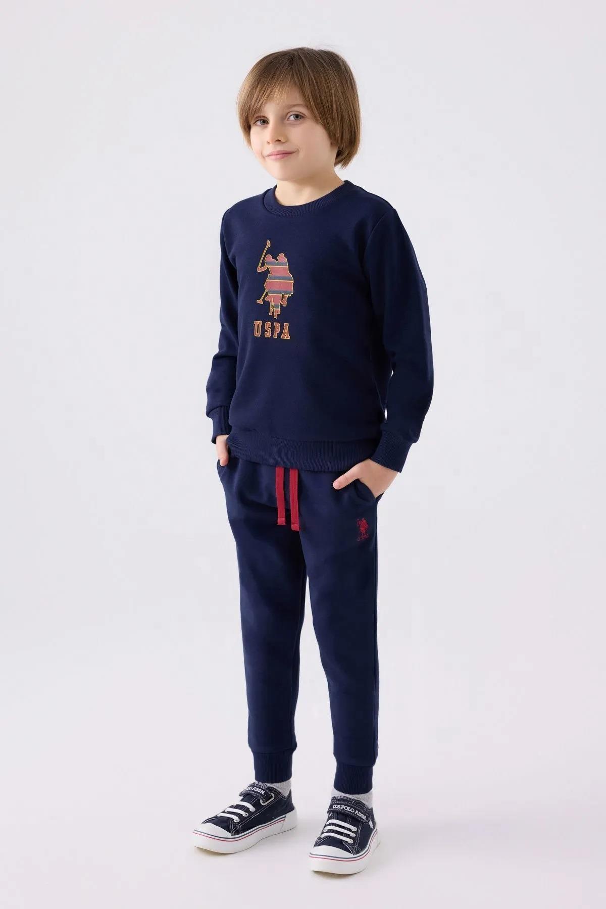 U.S. Polo Assn. 3 İplik Şardonlu Kışlık Erkek Çocuk Pijama Takım