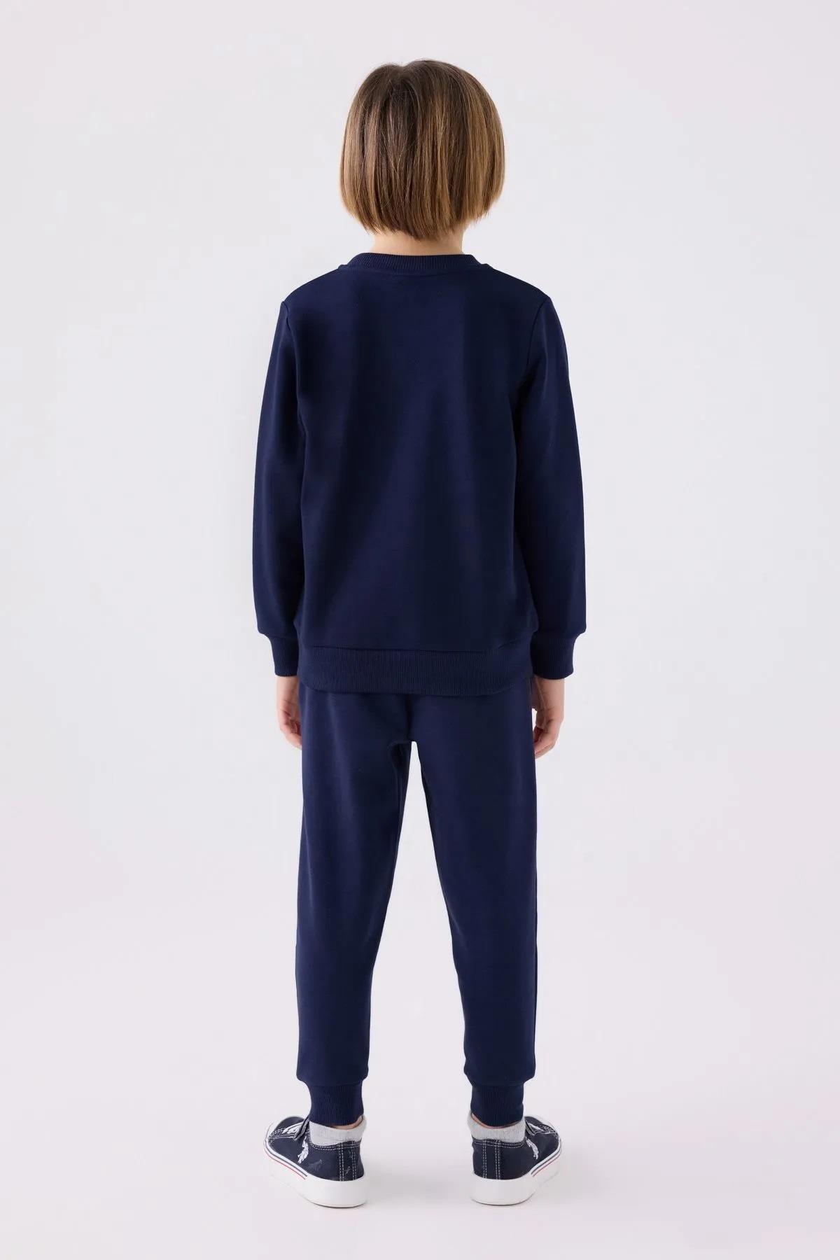 U.S. Polo Assn. 3 İplik Şardonlu Kışlık Erkek Çocuk Pijama Takım