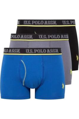 U.S. Polo Assn. 3'lü Erkek Boxer, Antrasit Saks Siyah Erkek Boxer  %95 Pamuk/Cotton %5 Elastan/Elasthane - 1