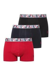 U.S. Polo Assn. 3'lü Erkek Boxer, Siyah Kırmızı Lacivert Erkek Boxer, %95 pamuk, %5 elastan