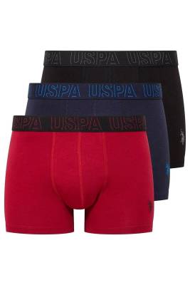 U.S. Polo Assn. - U.S. Polo Assn. 3'lü Erkek Modal Boxer, %47 modal %47 pamuk %6 likra