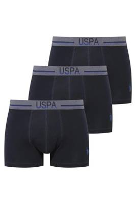 U.S. Polo Assn. - U.S. Polo Assn. 3'lü Modal Düz Renk Erkek Boxer, Likralı Erkek Boxer, %47 modal %47 pamuk, %6 elastan