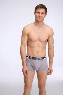 U.S. Polo Assn. - U.S. Polo Assn. 3'lü Modal Erkek Boxer, Gri Kırmızı Lacivert Erkek Boxer, %47 modal %47 pamuk, %6 elastan (1)