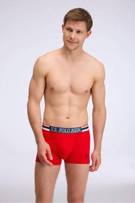 U.S. Polo Assn. 3'lü Modal Erkek Boxer, Gri Kırmızı Lacivert Erkek Boxer, %47 modal %47 pamuk, %6 elastan - 3