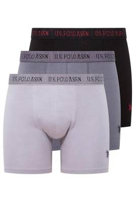U.S. Polo Assn. - U.S. Polo Assn. 3'lü Modal Erkek Boxer, Siyah Gri Antrasit Erkek Boxer %47 modal %47 pamuk, %6 elastan