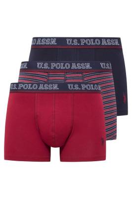 U.S. Polo Assn. - U.S. Polo Assn. 3'lü Pamuklu Likralı Erkek Boxer