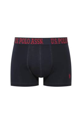 U.S. Polo Assn. - U.S. Polo Assn. 3'lü Pamuklu Likralı Erkek Boxer, Lacivert Kırmızı ve Baskılı, %95 pamuk %5 likra (1)