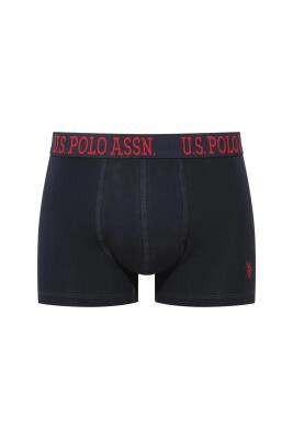 U.S. Polo Assn. 3'lü Pamuklu Likralı Erkek Boxer, Lacivert Kırmızı ve Baskılı, %95 pamuk %5 likra - 2