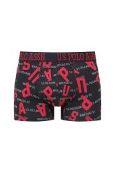 U.S. Polo Assn. 3'lü Pamuklu Likralı Erkek Boxer, Lacivert Kırmızı ve Baskılı, %95 pamuk %5 likra - 3