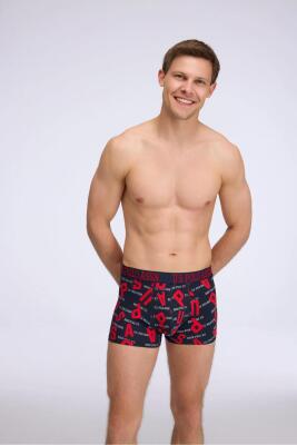 U.S. Polo Assn. 3'lü Pamuklu Likralı Erkek Boxer, Lacivert Kırmızı ve Baskılı, %95 pamuk %5 likra - 6