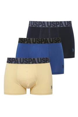 U.S. Polo Assn. 3'lü Sarı Lacivert Erkek Boxer, Sarı Lacivert Saks Erkek Boxer, %95 pamuk, %5 elastan - 1