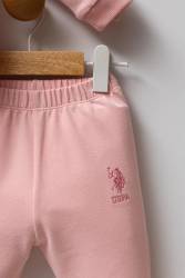 U.S. Polo Assn. Açık Pembe Kız Bebek 2 iplik alt üst takım - Thumbnail