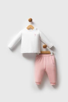 U.S. Polo Assn. - U.S. Polo Assn. Açık Pembe Kız Bebek 3'lü Takım, 2 iplik takım (1)